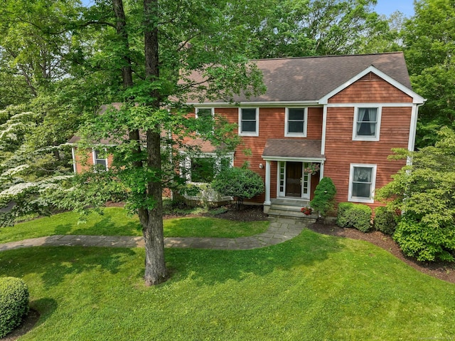 235 Lonetown Rd, Redding, CT 06896 - view of front of home featuring roof with shingles and a front lawn