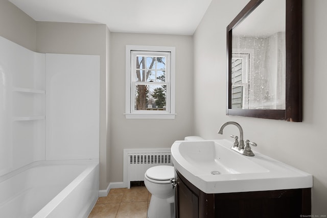 73 Camp Ave, Newington, CT 06111 - bathroom featuring radiator, vanity, tile patterned floors, and shower / washtub combination