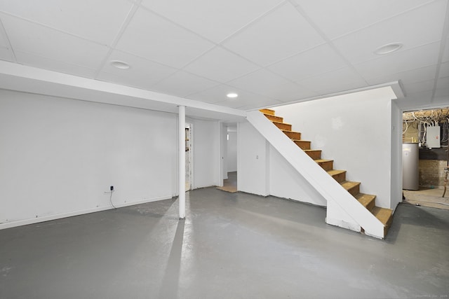 73 Camp Ave, Newington, CT 06111 - finished below grade area featuring stairway, a drop ceiling, recessed lighting, and electric panel