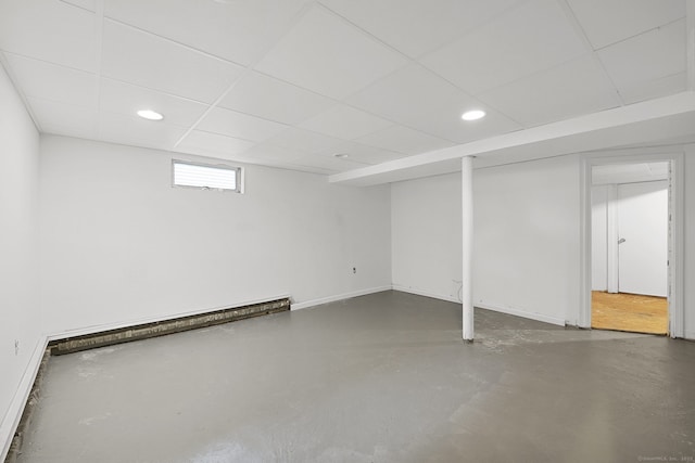 73 Camp Ave, Newington, CT 06111 - below grade area featuring baseboard heating, recessed lighting, and a drop ceiling