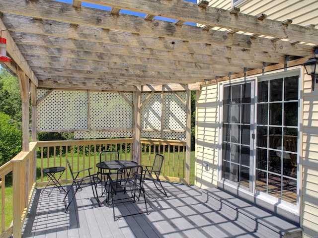 193 Pickett Rd, Plainfield, CT 06374 - deck with outdoor dining area, a pergola, and a yard