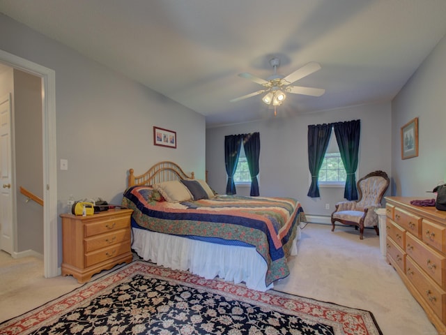 193 Pickett Rd, Plainfield, CT 06374 - bedroom featuring light colored carpet, ceiling fan, and baseboards