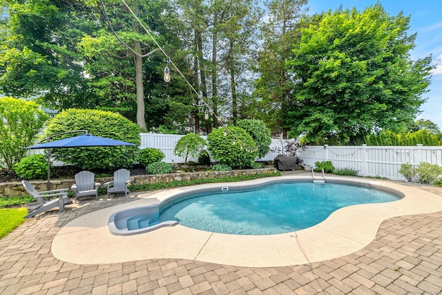 55 Perry Ln, Stratford, CT 06614 - view of pool with a patio, a fenced backyard, and view of scattered trees