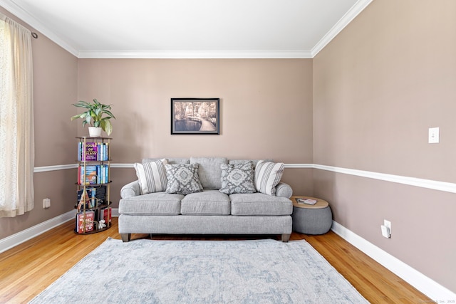 55 Perry Ln, Stratford, CT 06614 - living room with wood finished floors, crown molding, and baseboards