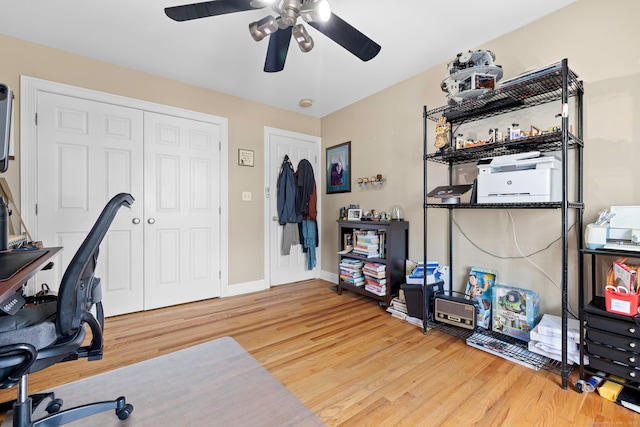 55 Perry Ln, Stratford, CT 06614 - office space featuring a ceiling fan, wood finished floors, and baseboards