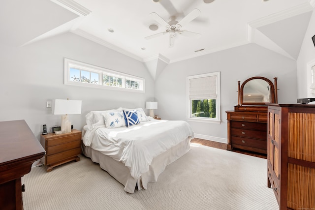 334 W Ave, Darien, CT 06820 - bedroom featuring lofted ceiling, a ceiling fan, crown molding, and baseboards