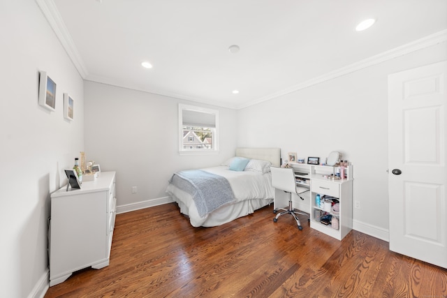334 W Ave, Darien, CT 06820 - bedroom with crown molding, recessed lighting, wood finished floors, and baseboards