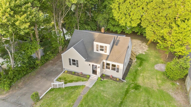37 View St, East Haven, CT 06512 - view of front of house with a front lawn, driveway, and a chimney
