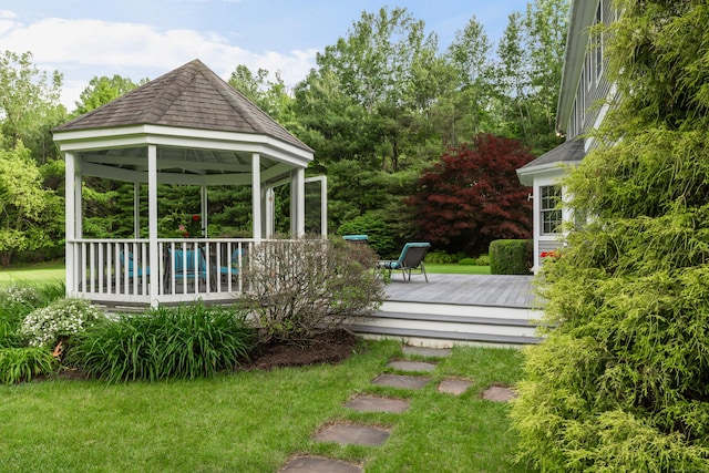 3 Mountaincrest Dr, Cheshire, CT 06410 - view of green lawn featuring a gazebo and a wooden deck