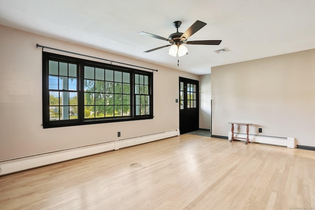 86 Rice Rd, Meriden, CT 06450 - unfurnished room with a baseboard radiator, wood finished floors, ceiling fan, and baseboards