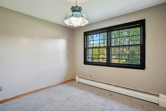 86 Rice Rd, Meriden, CT 06450 - unfurnished room with baseboard heating, carpet floors, baseboards, and a chandelier