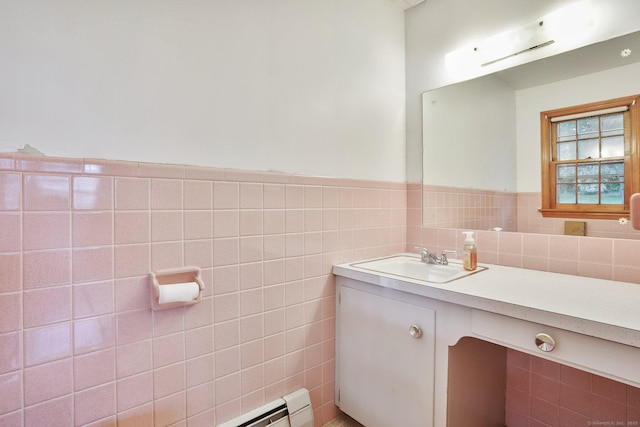 86 Rice Rd, Meriden, CT 06450 - bathroom featuring vanity, tile walls, and wainscoting