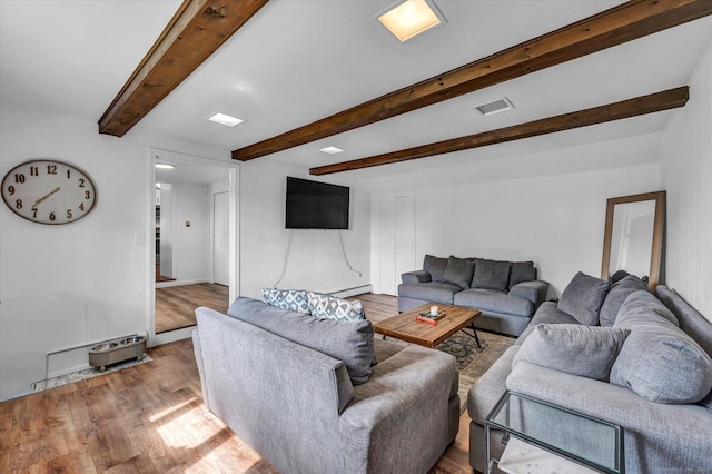 75 Carll Rd, Middletown, CT 06457 - living room featuring wood finished floors and beamed ceiling