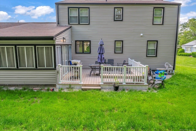 75 Carll Rd, Middletown, CT 06457 - rear view of house with a deck and a yard