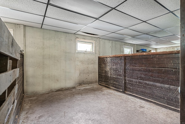 29 Daniels Rd, East Haddam, CT 06423 - below grade area with a drop ceiling and wood walls