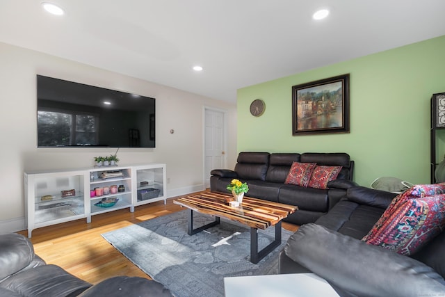 403 Bethmour Rd, Bethany, CT 06524 - living area featuring wood finished floors, baseboards, and recessed lighting