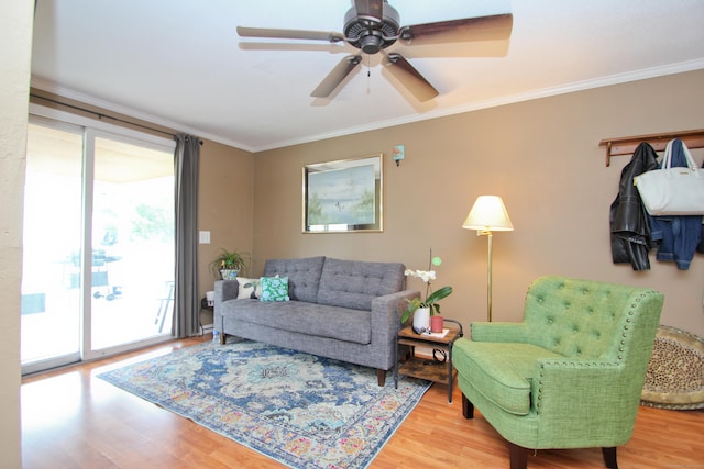 1 Deerfield Rd, Enfield, CT 06010 - living area with wood finished floors, crown molding, and ceiling fan
