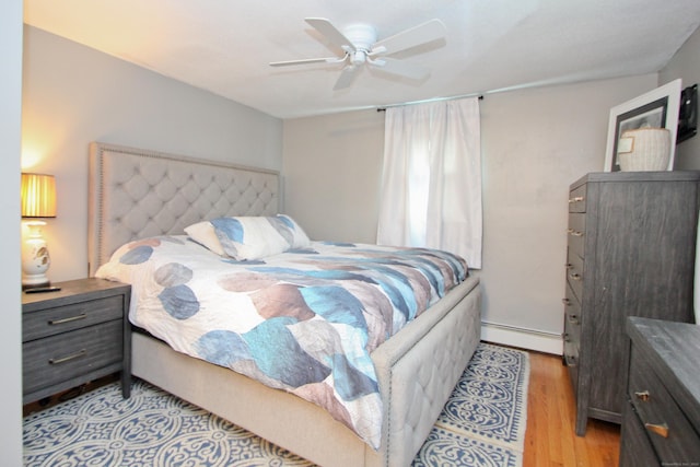1 Deerfield Rd, Enfield, CT 06010 - bedroom featuring baseboard heating, light wood-type flooring, and ceiling fan