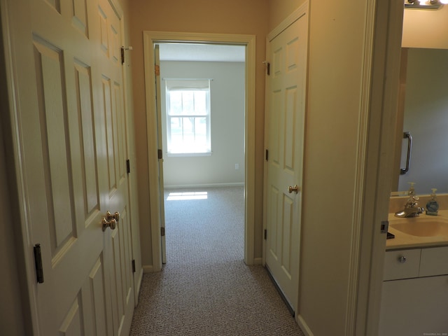33 Shares Ln Unit 33, South Windsor, CT 06074 - hallway with a sink and light colored carpet