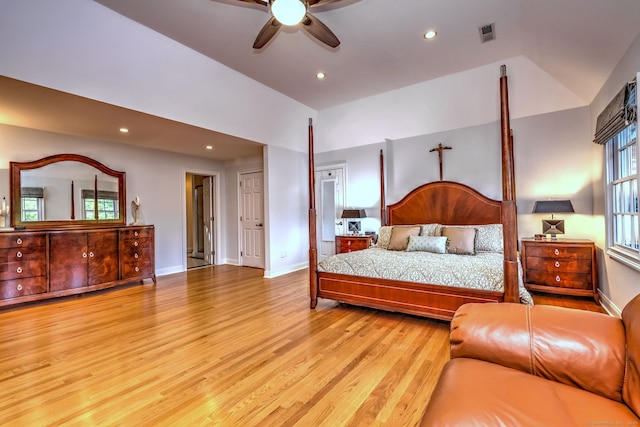 55 Riding Ridge Rd, Monroe, CT 06468 - bedroom featuring light wood finished floors, recessed lighting, a ceiling fan, and vaulted ceiling