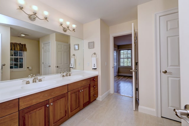 55 Riding Ridge Rd, Monroe, CT 06468 - full bath with double vanity and tile patterned floors