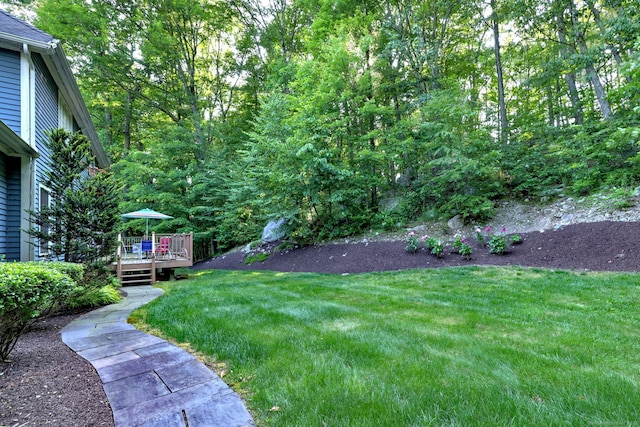 55 Riding Ridge Rd, Monroe, CT 06468 - view of grassy yard with a wooden deck