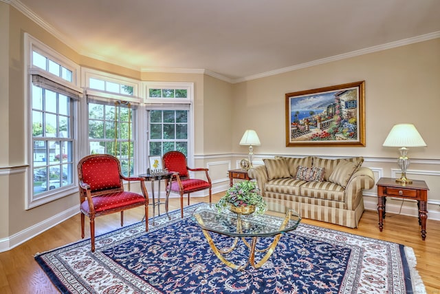 55 Riding Ridge Rd, Monroe, CT 06468 - living area with healthy amount of natural light, crown molding, and wood finished floors