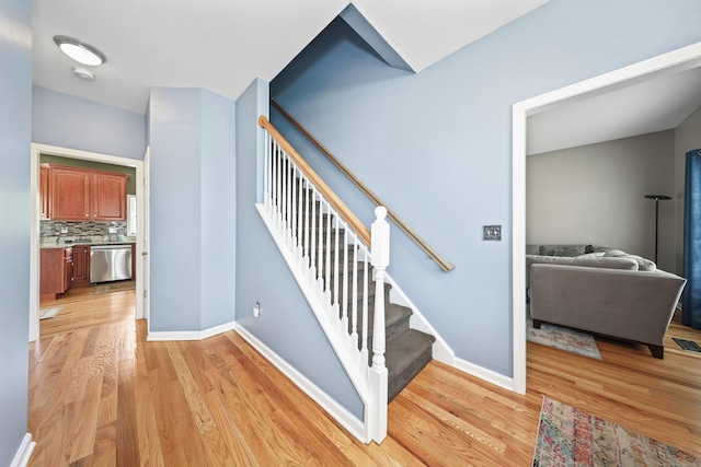 280 Ridgefield Ave, Waterbury, CT 06705 - stairs with wood finished floors and baseboards