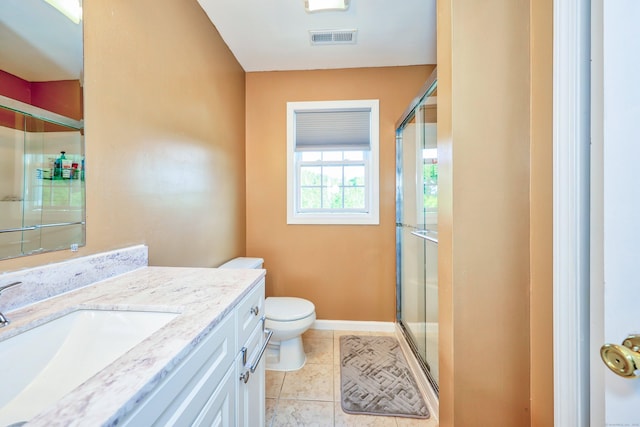 280 Ridgefield Ave, Waterbury, CT 06705 - full bathroom with toilet, vanity, a stall shower, and tile patterned flooring