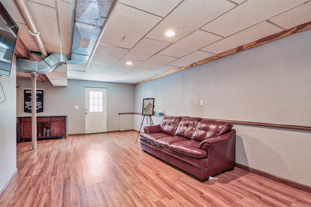 280 Ridgefield Ave, Waterbury, CT 06705 - living area featuring wood finished floors, baseboards, and recessed lighting