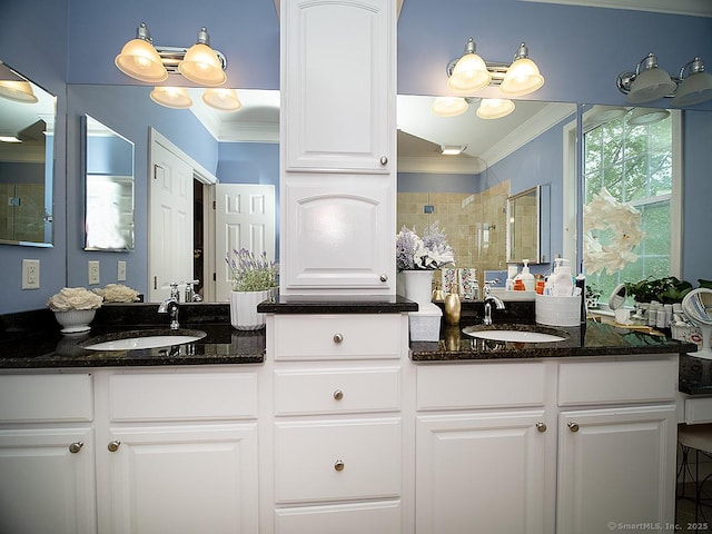 3 Timberland Way Unit 3, Beacon Falls, CT 06403 - full bath with double vanity, ornamental molding, and a tile shower