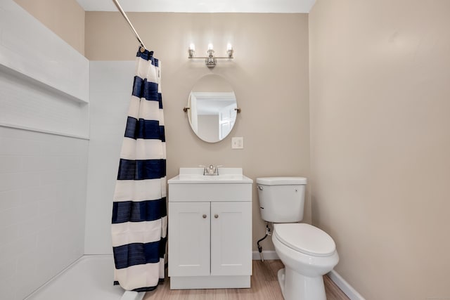170 Morningside Dr E, Bristol, CT 06010 - full bath with toilet, vanity, a shower with curtain, and wood finished floors
