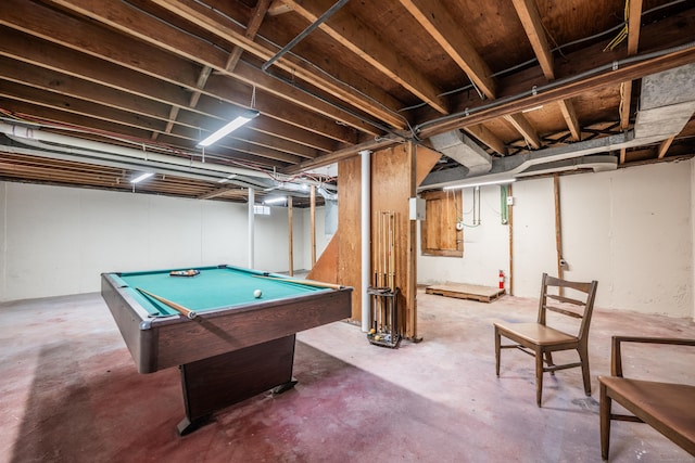 170 Morningside Dr E, Bristol, CT 06010 - playroom with unfinished concrete flooring and billiards table