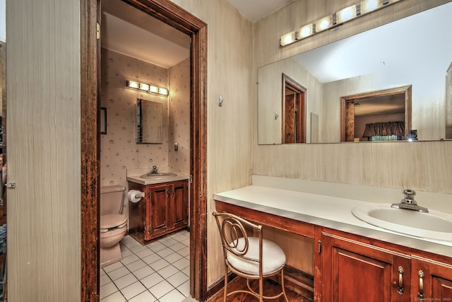 31 Country Ridge Dr, Monroe, CT 06468 - bathroom featuring tile patterned floors, vanity, and wallpapered walls