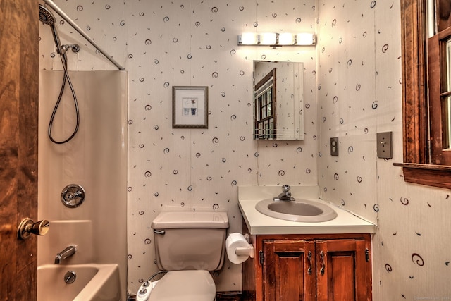 31 Country Ridge Dr, Monroe, CT 06468 - bathroom featuring vanity, shower / tub combination, and wallpapered walls