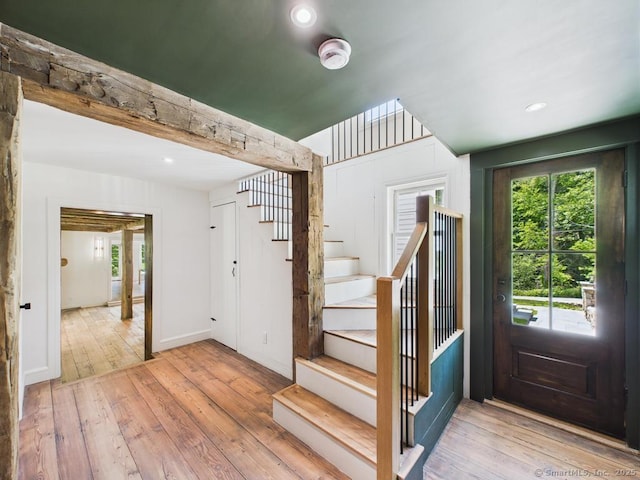 153 Valley Forge Rd, Weston, CT 06883 - foyer entrance with stairway, wood-type flooring, plenty of natural light, recessed lighting, and baseboards