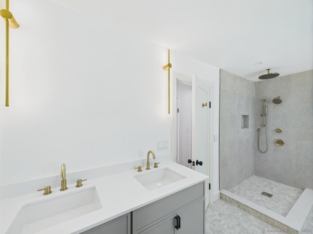 153 Valley Forge Rd, Weston, CT 06883 - bathroom with tiled shower and double vanity