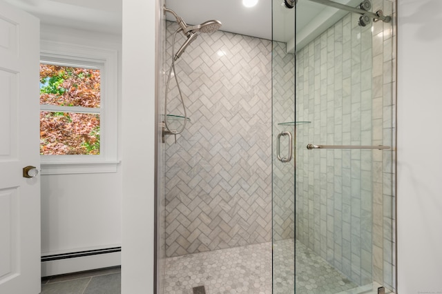 46 Park St, New London, CT 06320 - full bathroom featuring baseboard heating and a stall shower