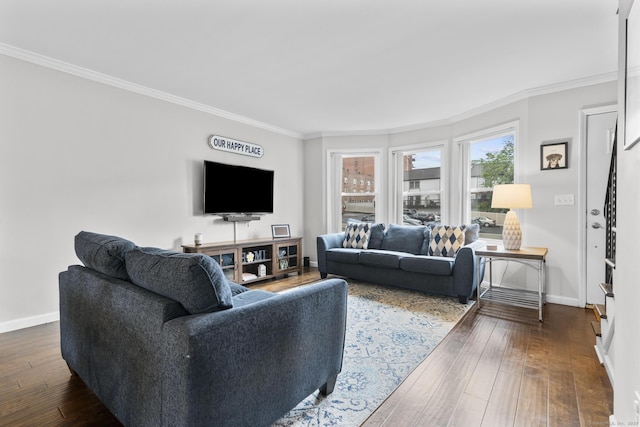 92 Lafayette St Apt 5, Stamford, CT 06902 - living area with crown molding and dark wood finished floors