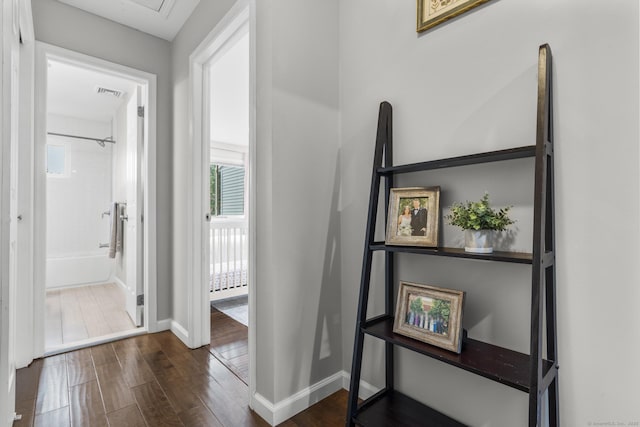 92 Lafayette St Apt 5, Stamford, CT 06902 - hall featuring dark wood finished floors and baseboards