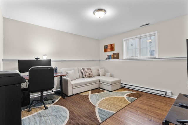 92 Lafayette St Apt 5, Stamford, CT 06902 - home office featuring baseboard heating and wood finished floors