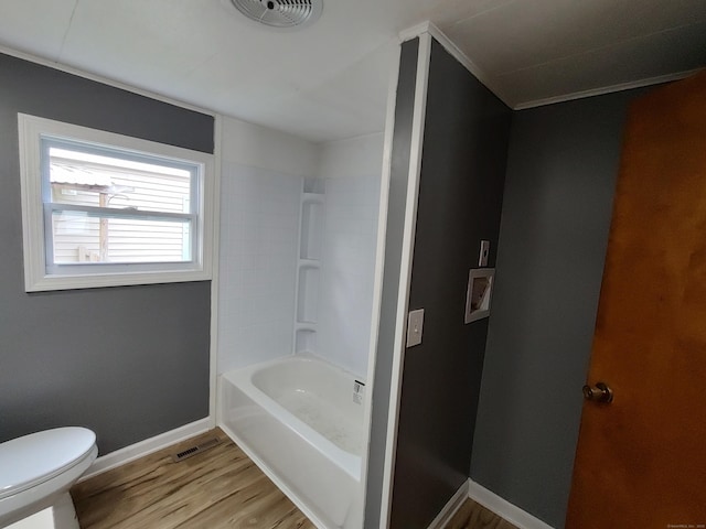 29 Hemlock Dr, Shelton, CT 06484 - bathroom with toilet, baseboards, wood finished floors, and shower / washtub combination