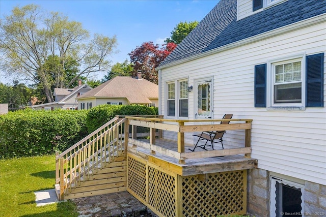 17 Wild Rose Pl, Waterford, CT 06385 - wooden deck featuring stairs and a lawn