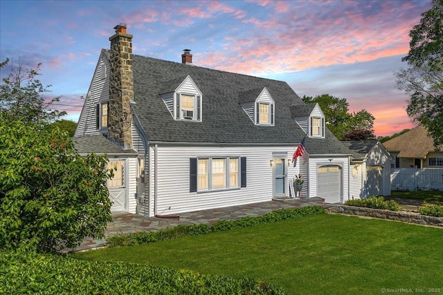 17 Wild Rose Pl, Waterford, CT 06385 - cape cod house with an attached garage, a chimney, and roof with shingles