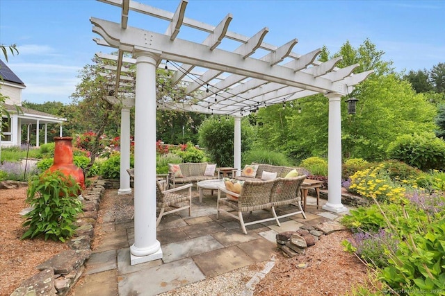 45 Snell Rd, Middlefield, CT 06422 - view of patio featuring an outdoor hangout area and a pergola