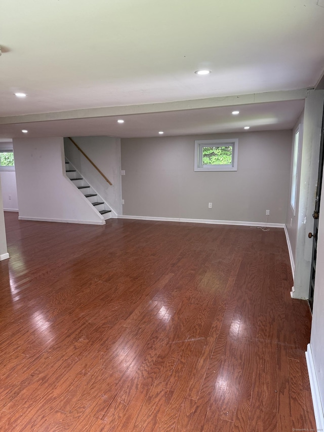 116 Howd Rd, Durham, CT 06422 - basement with wood finished floors, stairs, recessed lighting, and healthy amount of natural light