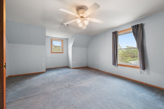 42 Cindy Ln, Groton, CT 06355 - additional living space featuring carpet flooring, lofted ceiling, and ceiling fan
