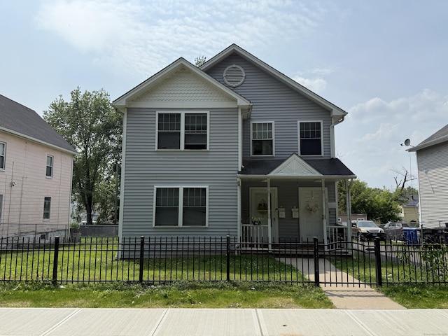 337 Zion St, Hartford, CT 06106 - view of front of house featuring covered porch and a fenced front yard
