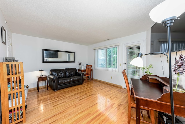 2 Mansfield Grove Rd Apt 160, East Haven, CT 06512 - living room with light wood-type flooring, a textured ceiling, and baseboards