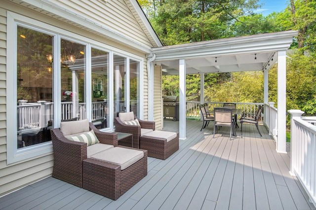 156 Main St, Ridgefield, CT 06877 - wooden deck with outdoor dining area